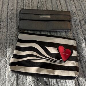 Sephora Black and White Clutch with Red Heart